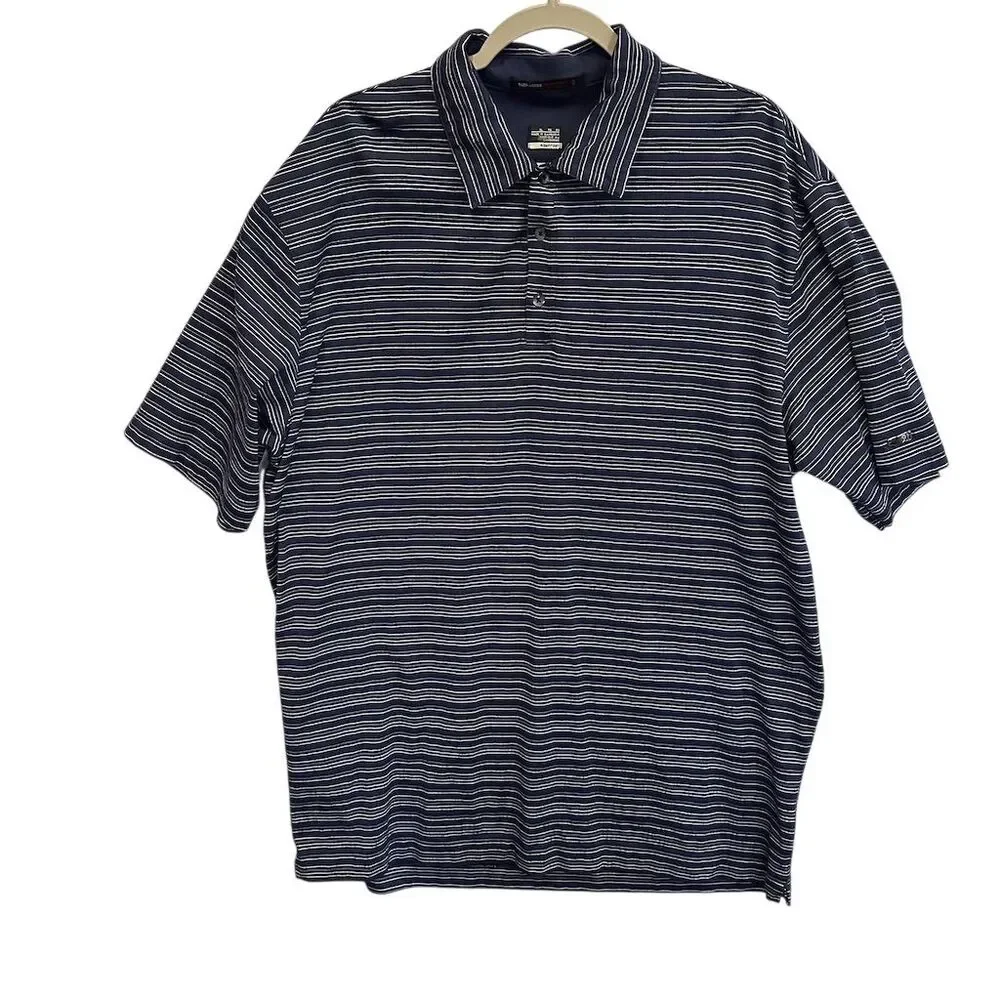 Nike dry fit  Men's XL Blue Striped Polo Shirt Short Sleeve Classic‎ Collar